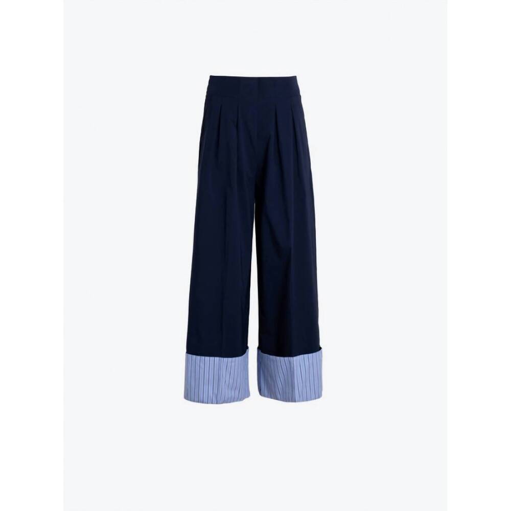 NEW VILAGALLO women's striped cuffs trousers in navy